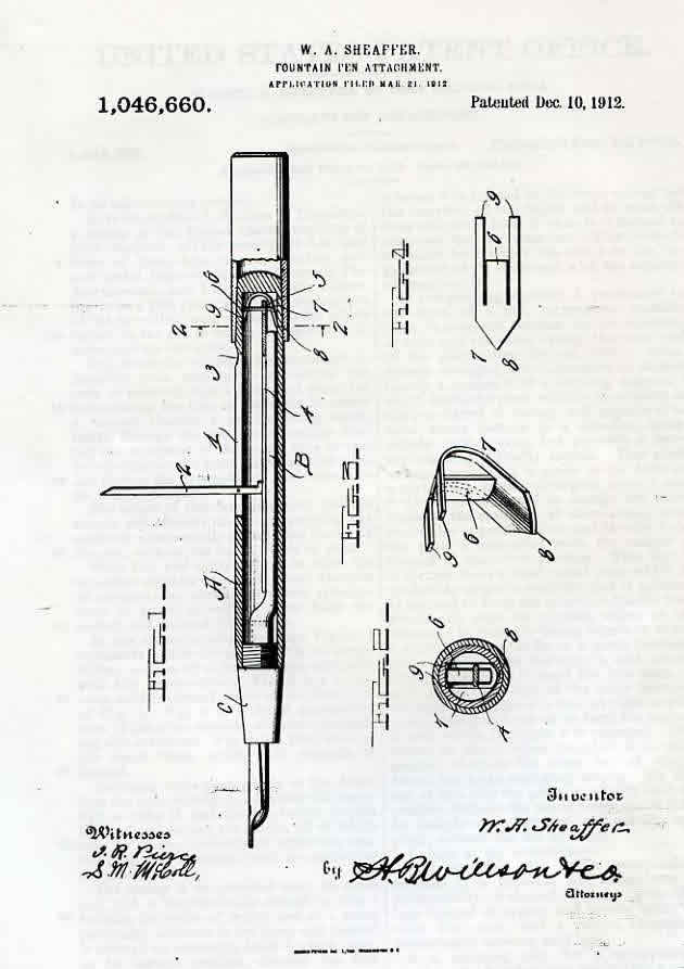 Patente Sheaffer Sistema Palanca 1912