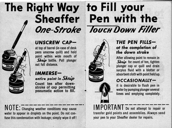 Sheaffer Touchdown instrucciones