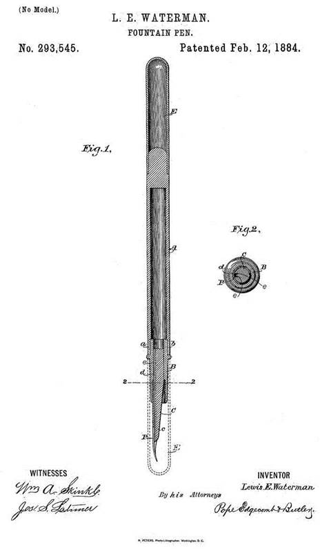 Patente pluma Waterman 1884
