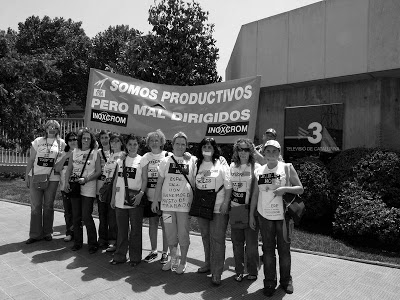 Manifestación trabajadores Inoxcrom ERE en TV3