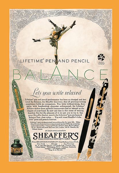 Anuncio de Sheaffer Balance de 1929
