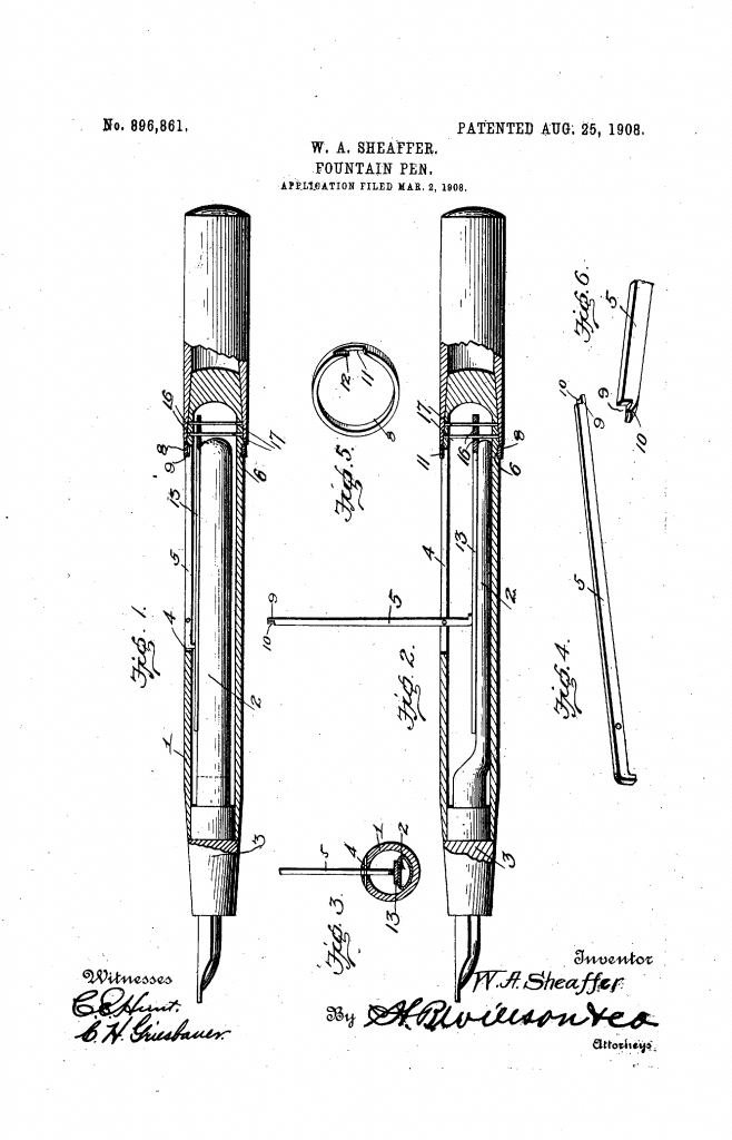 Patente sistema de carga por palanca de Sheaffer