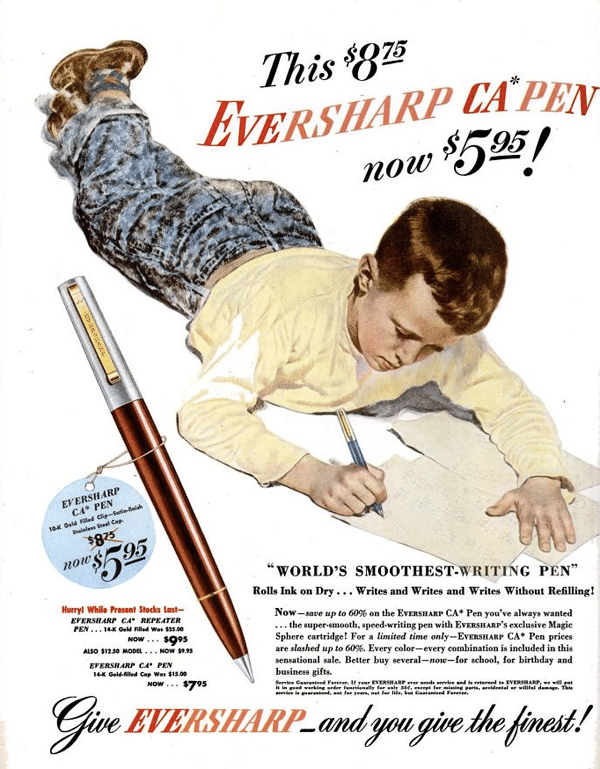 Anuncio Eversharp Bolígrafo CA Fifth Avenue 1947