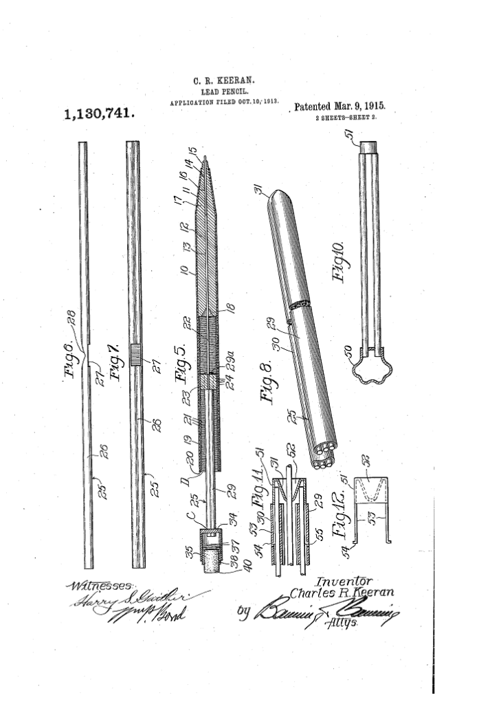 Patente US1130741Lápiz mecánico Charles Keeran