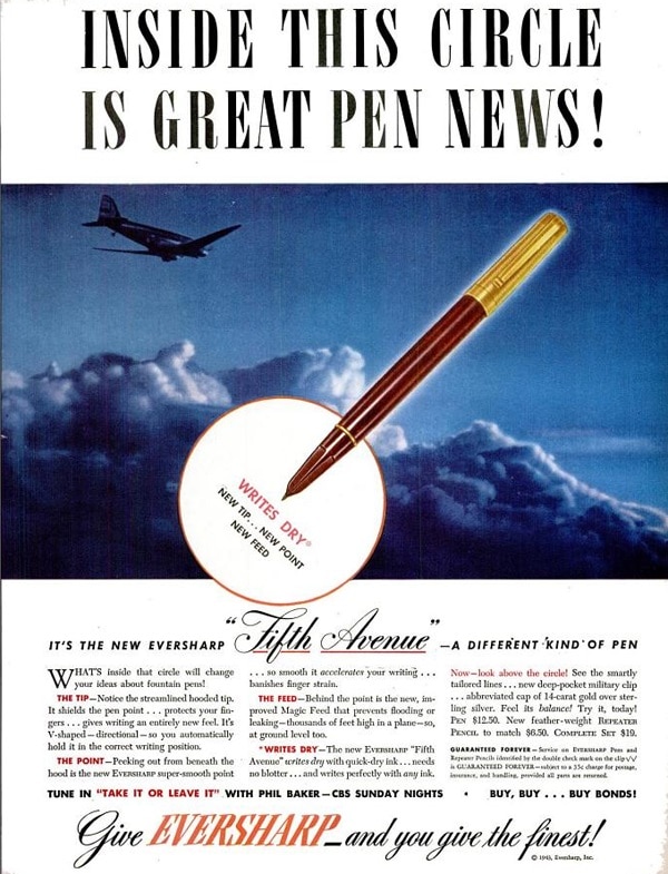 Anuncio Eversharp Fifth Avenue 1943