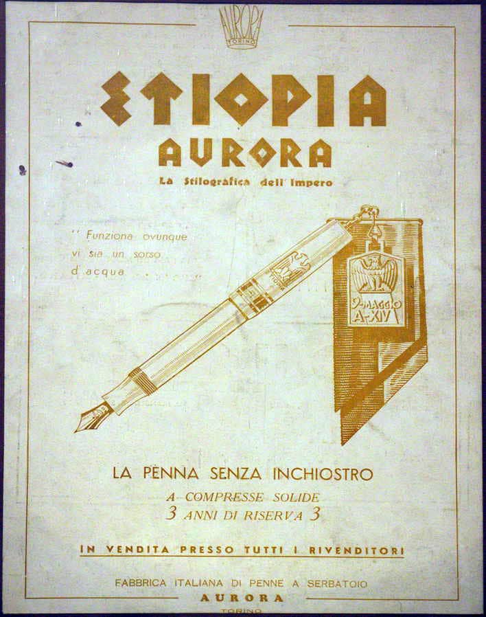 Pluma Aurora Etiopía 1936 anuncio