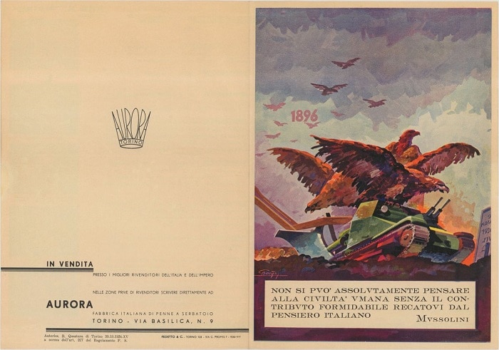 Pluma Aurora Etiopía 1936 papelería portada