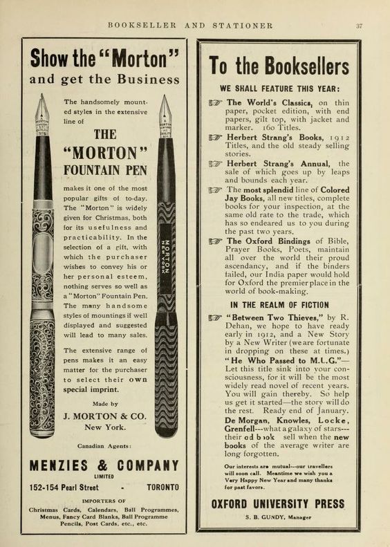 Anuncio plumas J. Morton 1912