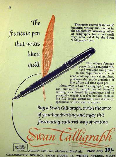 Anuncio Swan Calligraph 1953